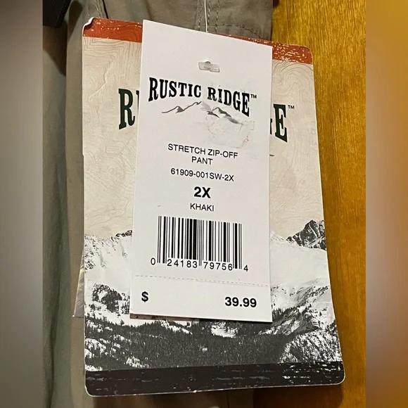 NEW Men’s Rustic Ridge Olive Green Convertible Zip-Off Hiking Cargo Pants. 2X. - Picture 14 of 16